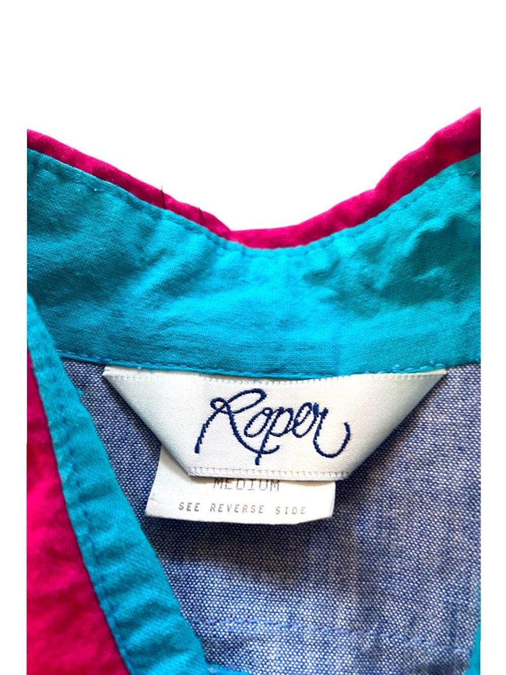 Roper Embroidered Western Shirt Blue Size M  Rodeo Southwestern Vintage Cowgirl - Picture 3 of 12